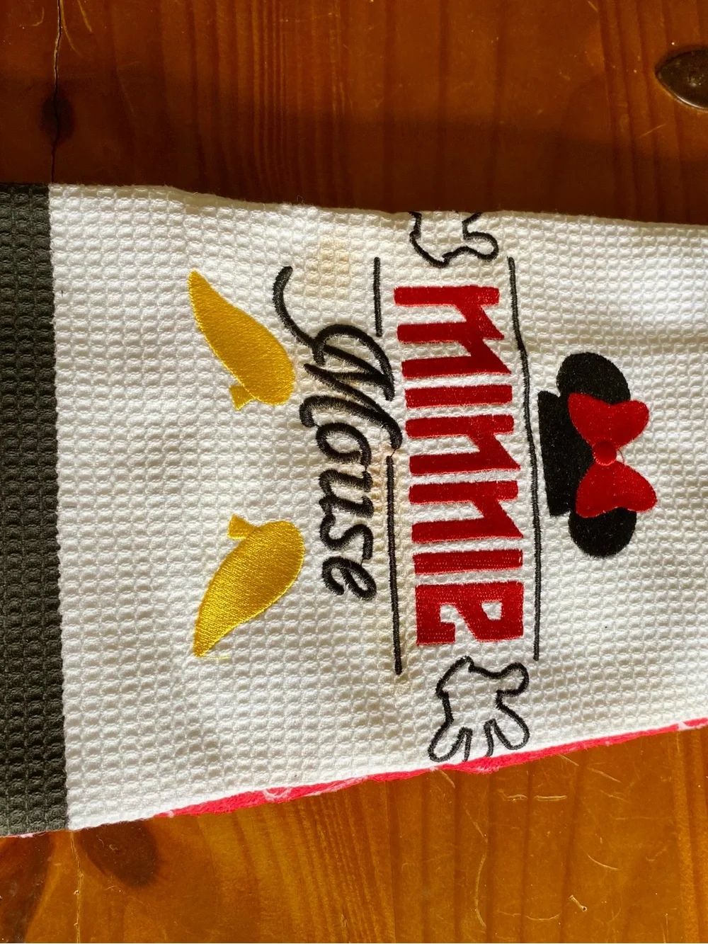 *NWT* Disney White Waffle Kitchen Towel with Red, Black & Yellow Accents